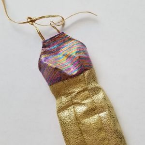 ❗Barbie Vintage 90s Pink and Gold Long Metallic Halter Top Dress❗